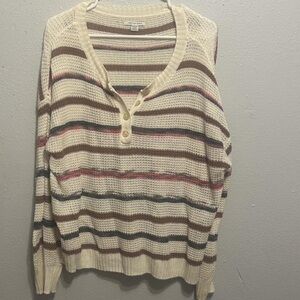 American Eagle Outfitters Striped V-Neck Sweater
